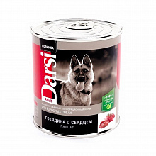 Консервы для собак DARSI говядина с сердцем, паштет, 850г