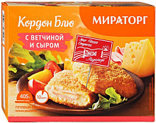 Кордон блю МИРАТОРГ с ветчиной и сыром, 405г