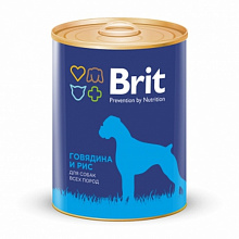 Консервы для собак BRIT говядина, рис, 850г
