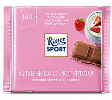 Шоколад молочный RITTER SPORT клубника с йогрутом, 100г