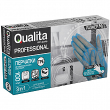 Перчатки QUALITA PROFESSIONAL голубые, M-L, 100шт