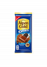 Шоколад ALPEN GOLD с шоколадной начинкой и кусочками печенья «орео», 90г